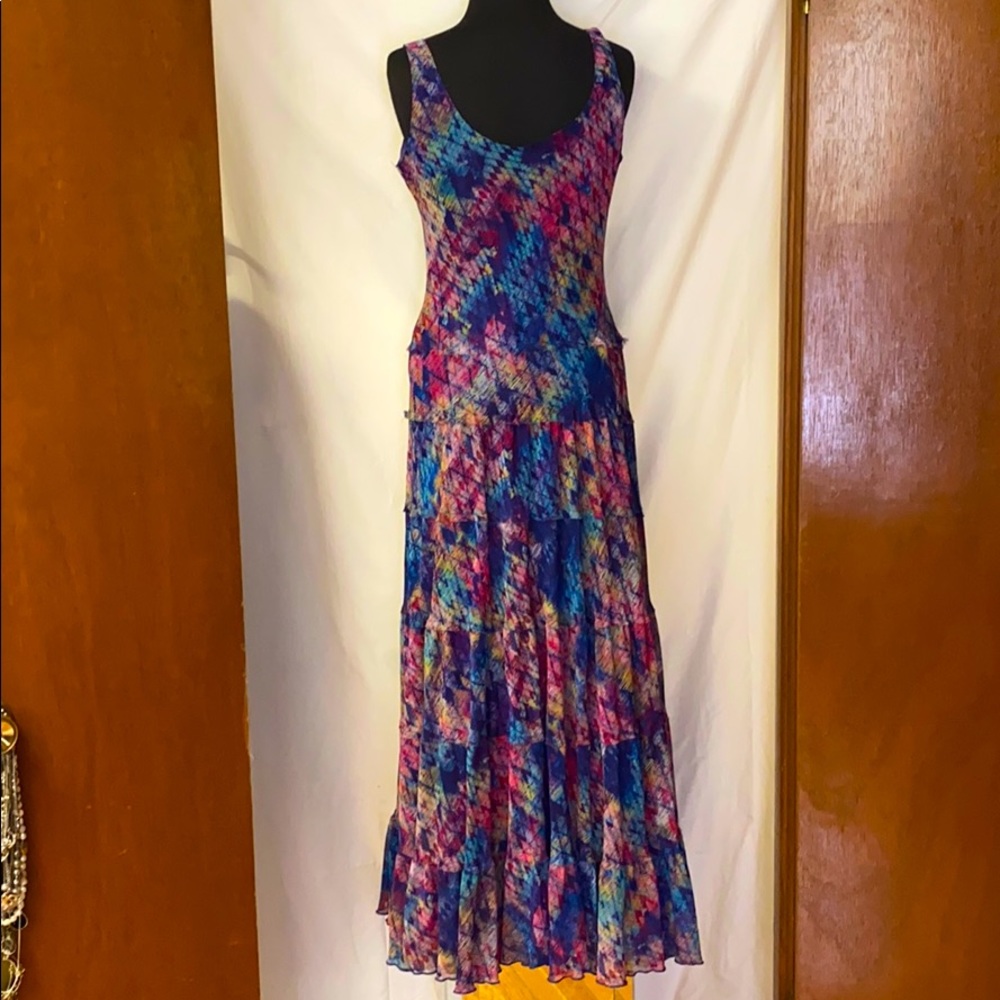 Multicolor Sheer Bohemian Tank Dress